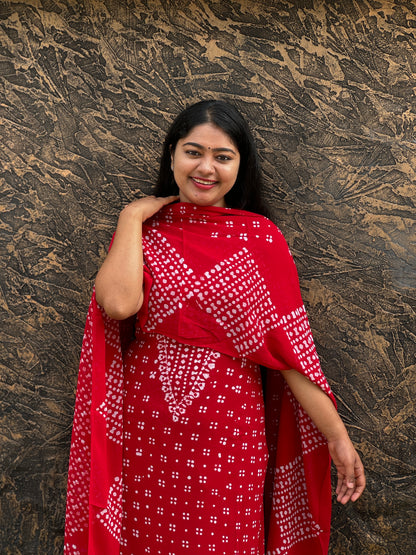 Viscose Georgette Batik Print Unstitched Churidar Material- A1372