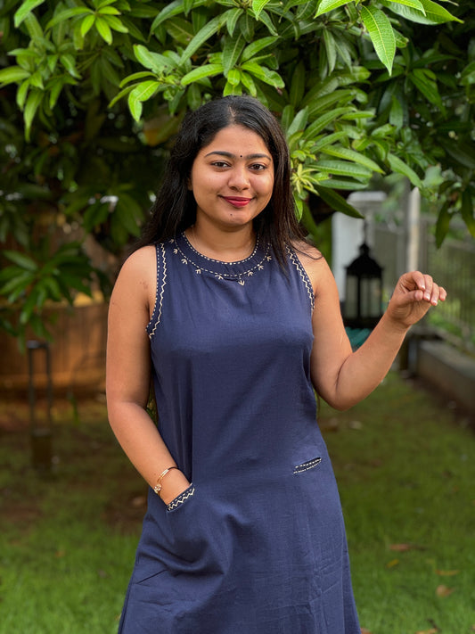 Elegant Sleeve less Khadi Cotton 2 piece Co-ord Set-A1330