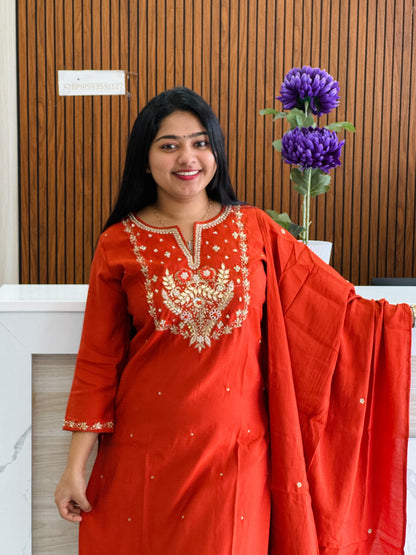 Premium Chanderi Silk 3 piece set A1672