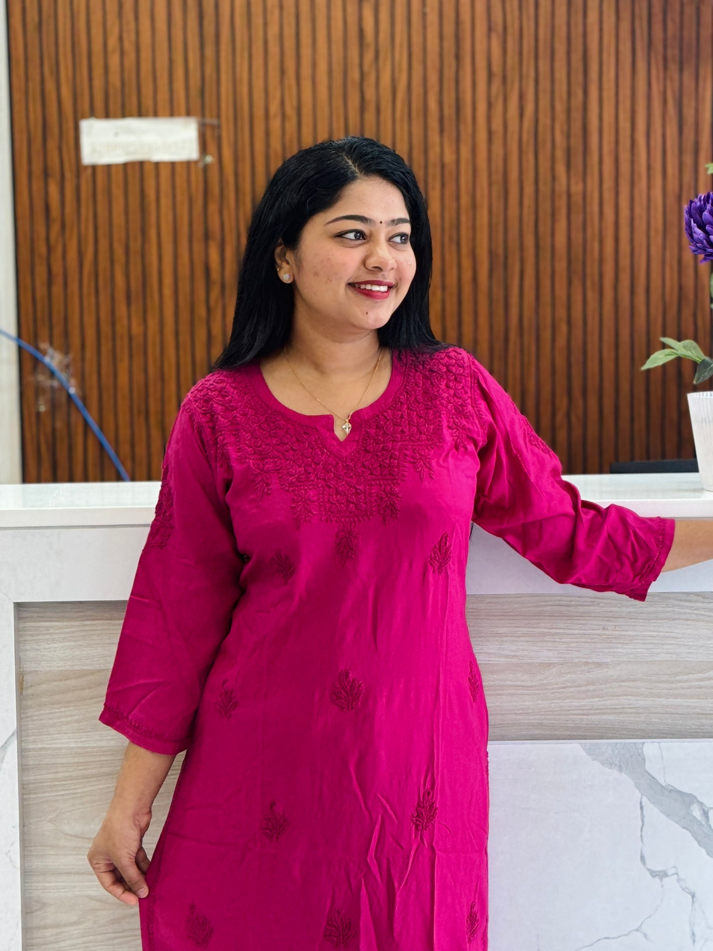 Reddish Maroon & Ranipink Beautiful Chikankari Cord Set A1943
