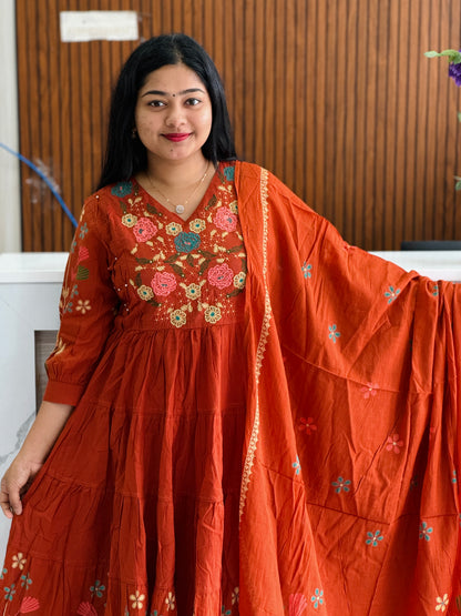 Flair model dark brick orange 3-piece salwar set 🧡A1771