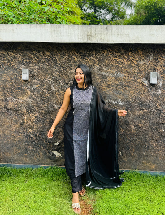 Premium Cotton 3 piece Set ( Sleevless ) A- 1586