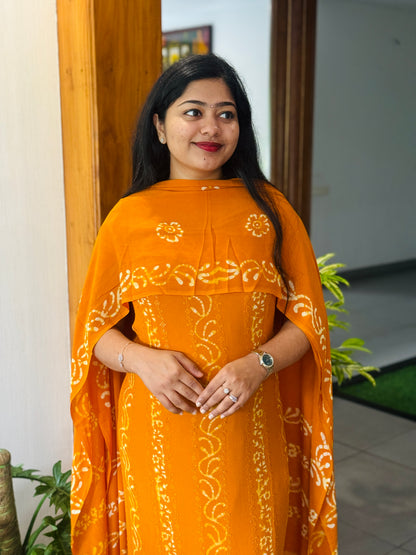 Batik Print | Georgette Fabric | Premium Unstitched Churidar Material A1994
