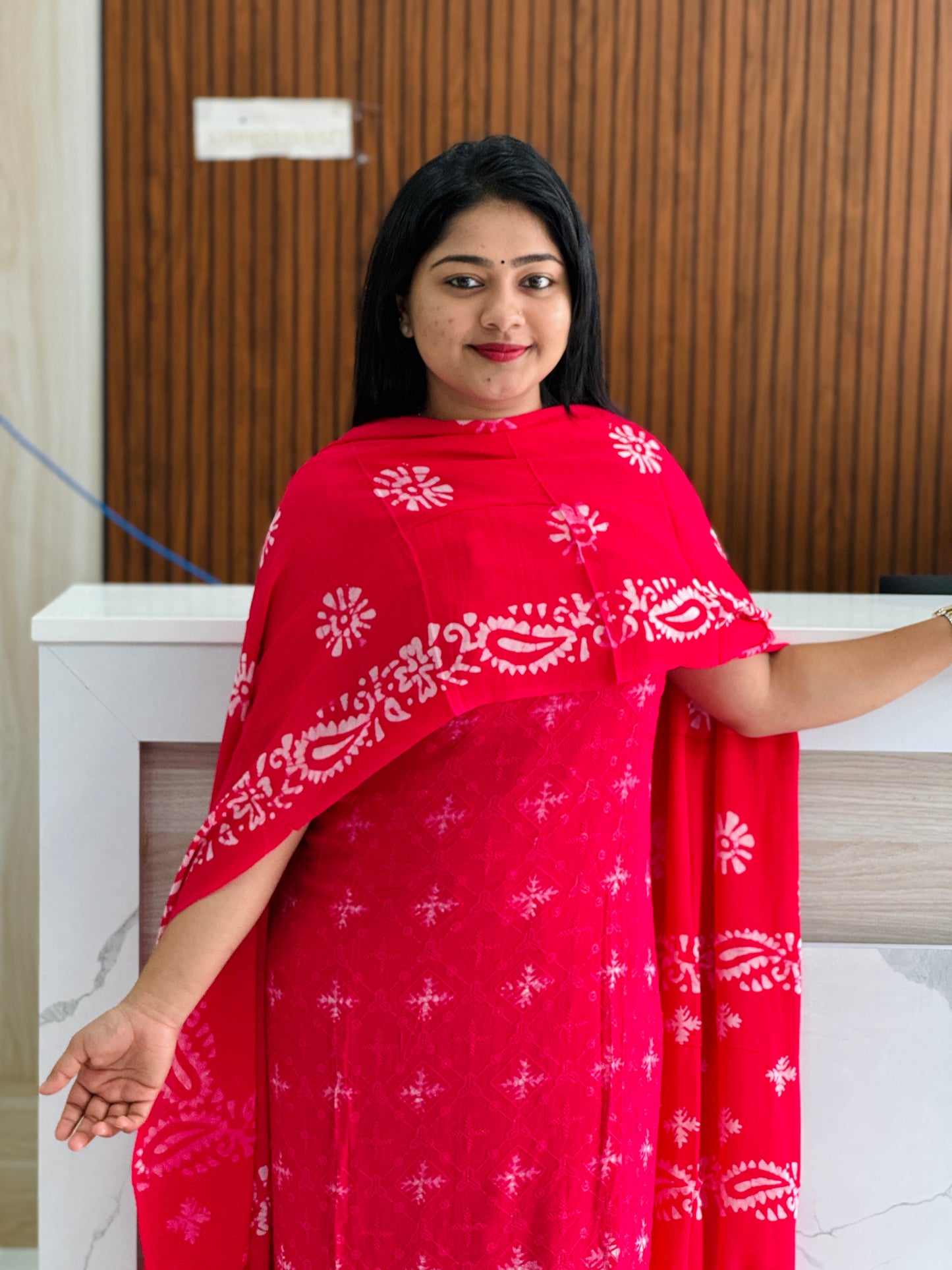 Batik Print | Georgette Fabric | Premium Unstitched Churidar Material A1755