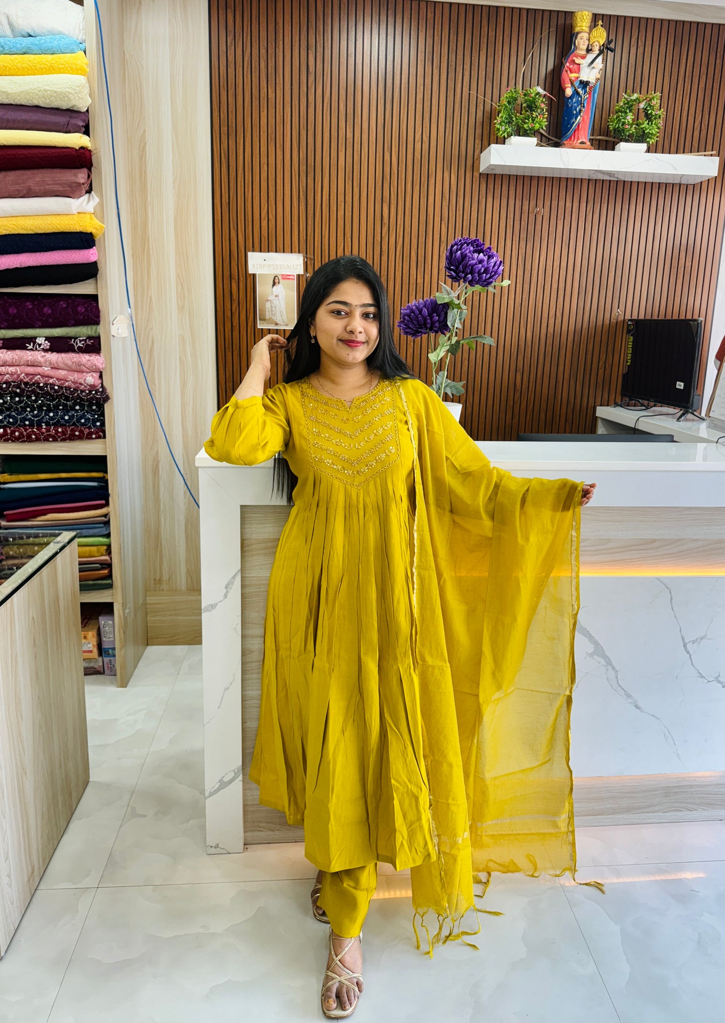 Purple Chanderi Silk 3 piece Salwar A1658