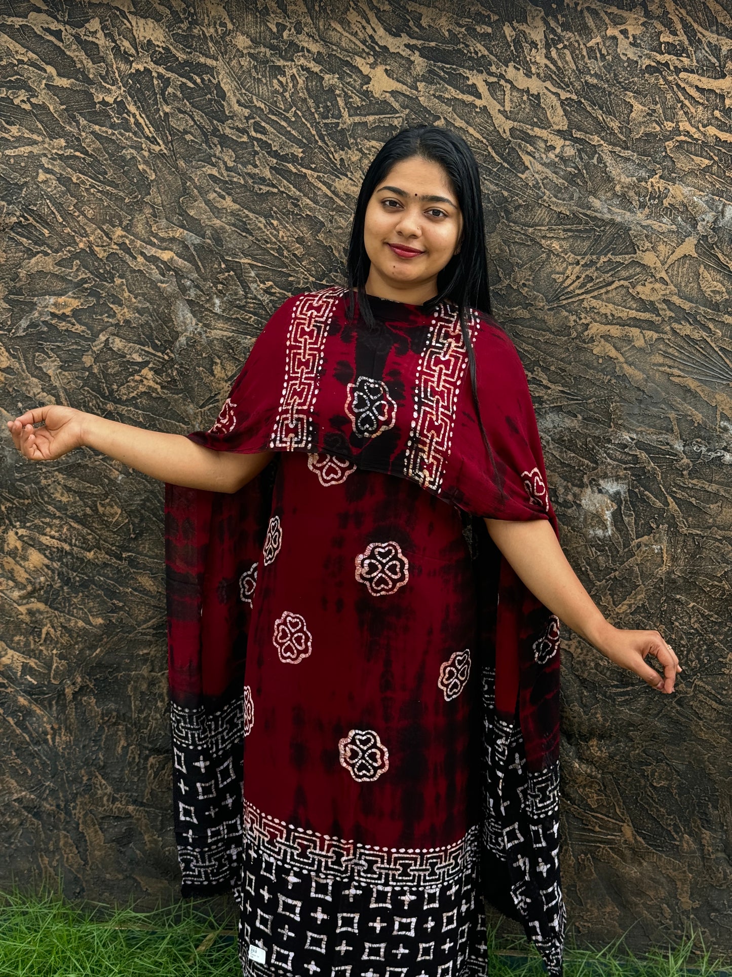 Georgette Batik Print Unstitched Churidar Material - A1481