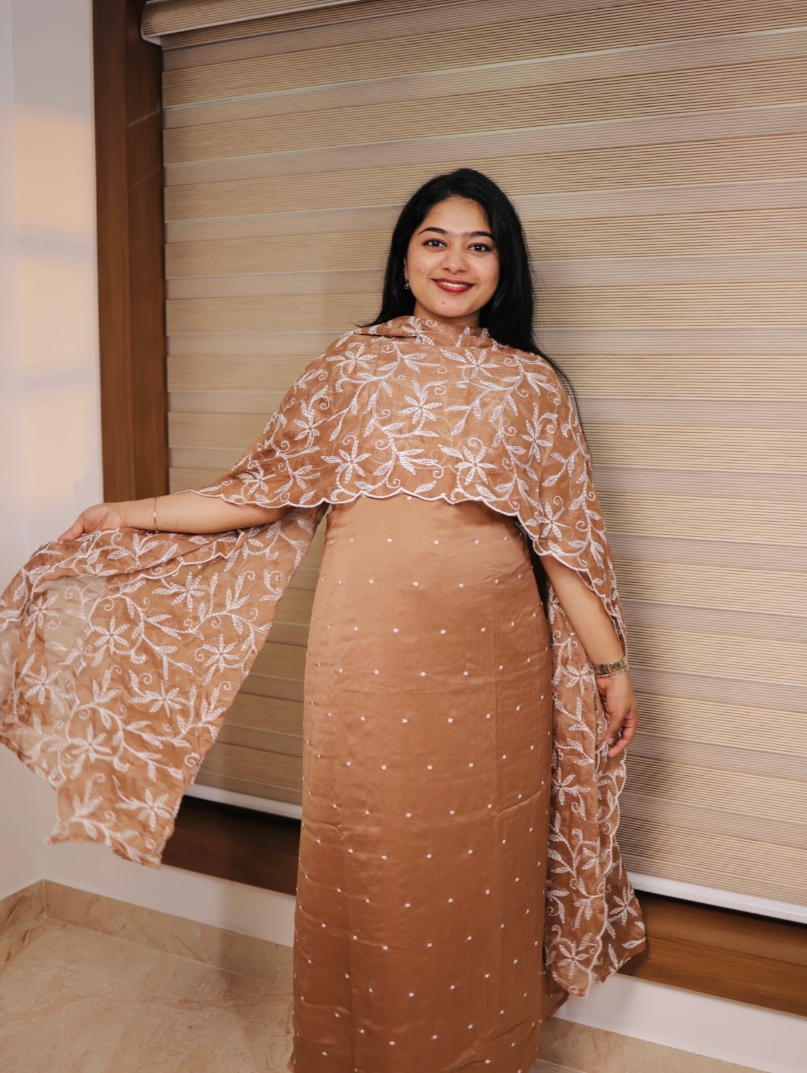 Crushed Chiffon with beautiful Lucknow Chikankari work A2029