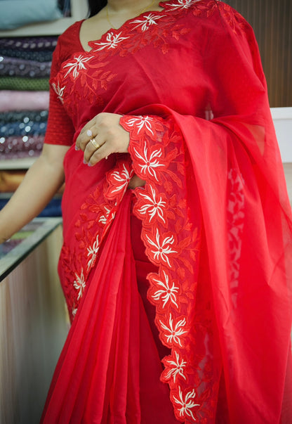 Christmas theme Organza Saree A1612