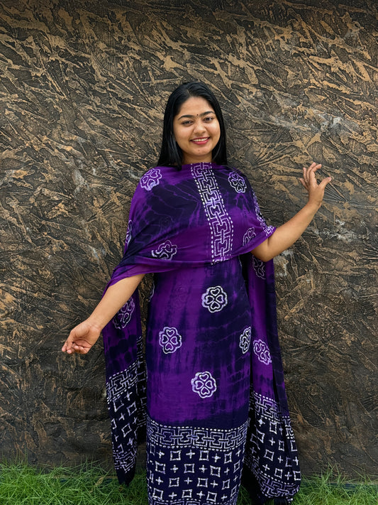 Georgette Batik Print Unstitched Churidar Material - A1481