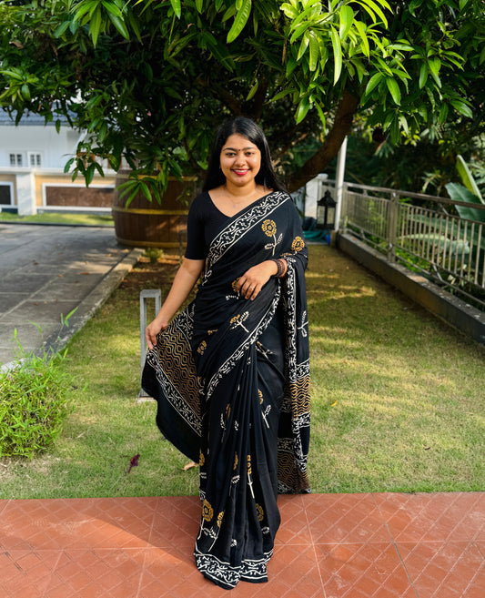 Elegant Black Modal Silk Saree