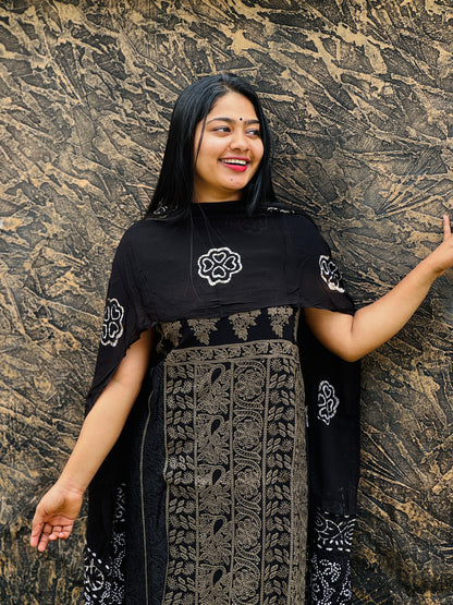 Unstitched three-piece set with intricate Chikankari threadwork on premium georgette fabric. - A1431