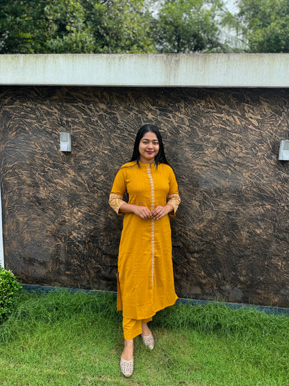 yellow cord set, perfect for both daily wear and function wear. Available in sizes M to 3XL -A1447