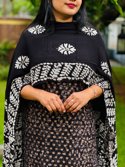 Georgette golden boota work Unstitched Churidar Material A 1587