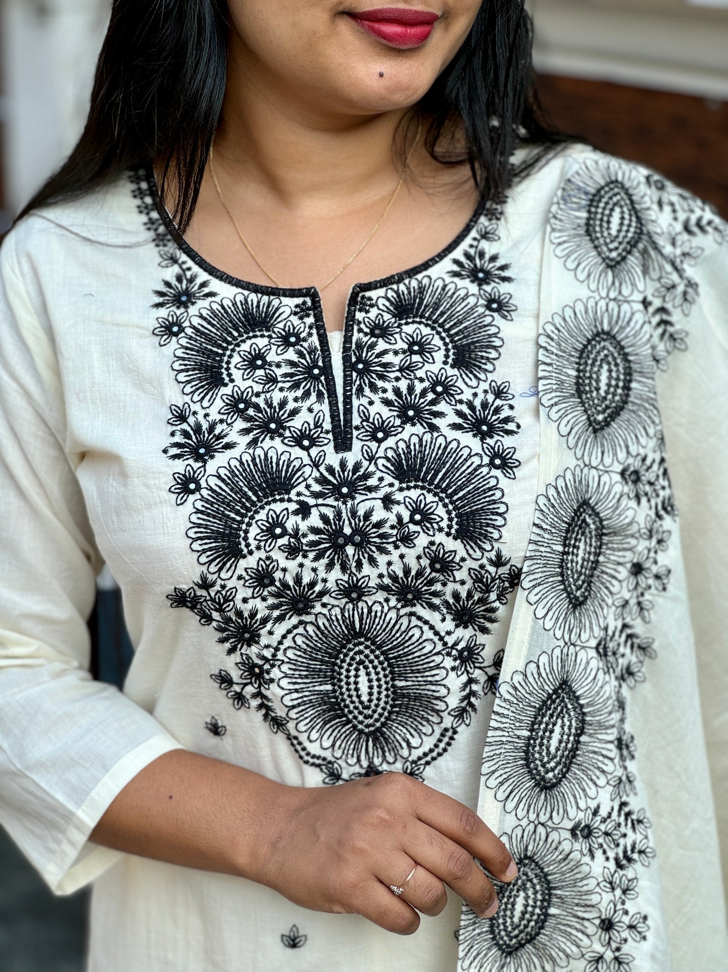 Elegant Mulmul Cotton 3 piece slitted Salwar Suit- A1324