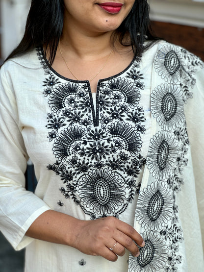 Elegant Mulmul Cotton 3 piece slitted Salwar Suit- A1324