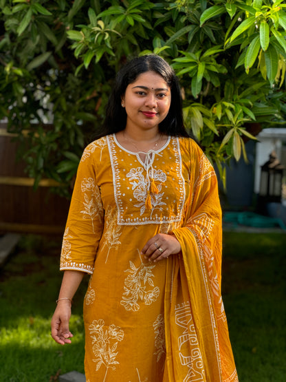Bright Yellow Cotton 3-Piece Set- A1387