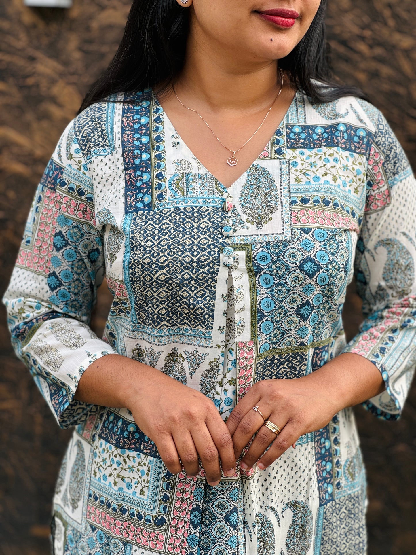 Kantha Cotton Co-ord Flex Bottom with Pockets- A1381