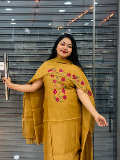 Premium Chanderi Unstiched Salwar Material A2040