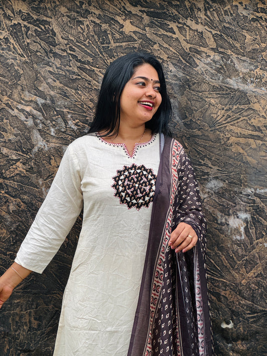 Khadi Cotton 3 Piece Perfect for Onam A - 1517