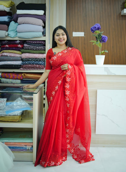 Christmas theme Organza Saree A1612