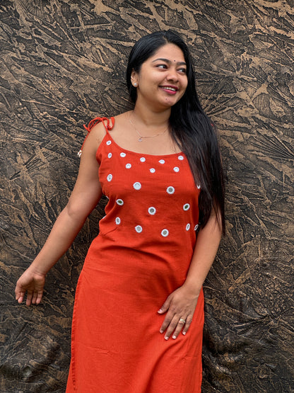 Brick red cord set in premium khadi cotton – soft, breathable, and perfect for all-day wear. A1448