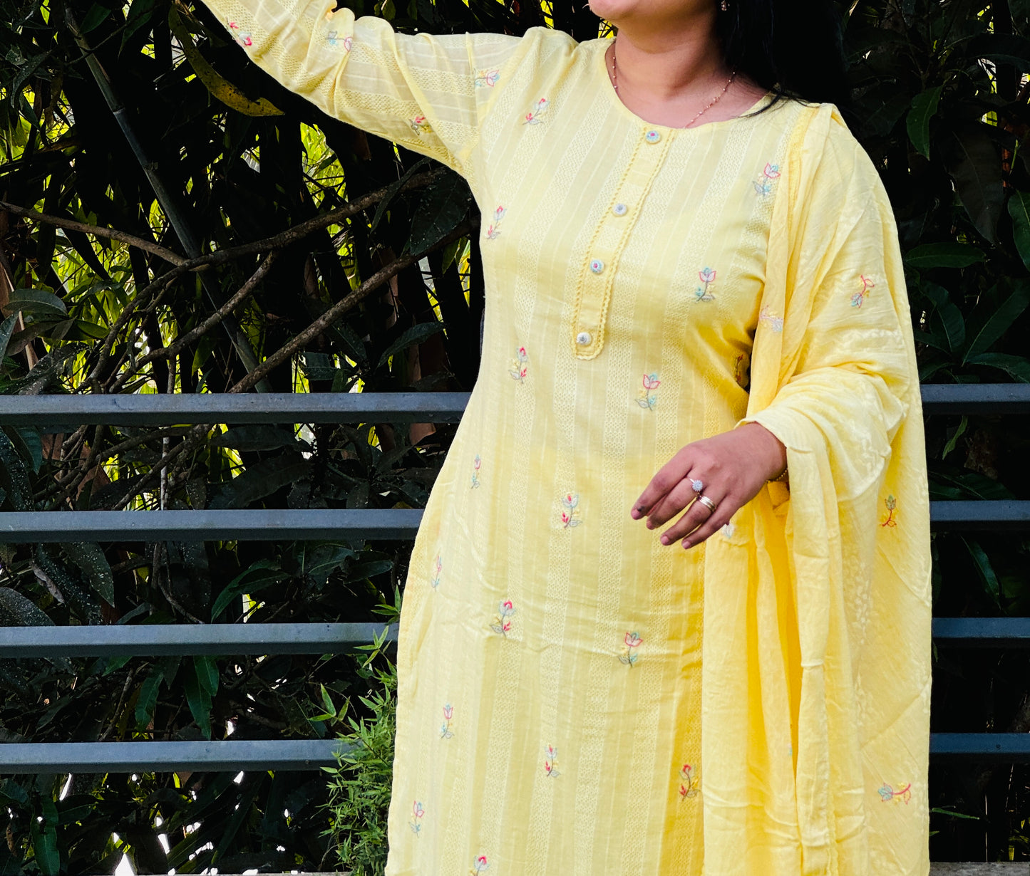 Premium Mul Mul Cotton 3 Piece Yellow Shade A1623