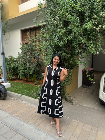 Classic Black Frock in Rayon Fabric-A1312