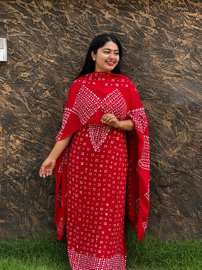 Viscose Georgette Batik Print Unstitched Churidar Material- A1372