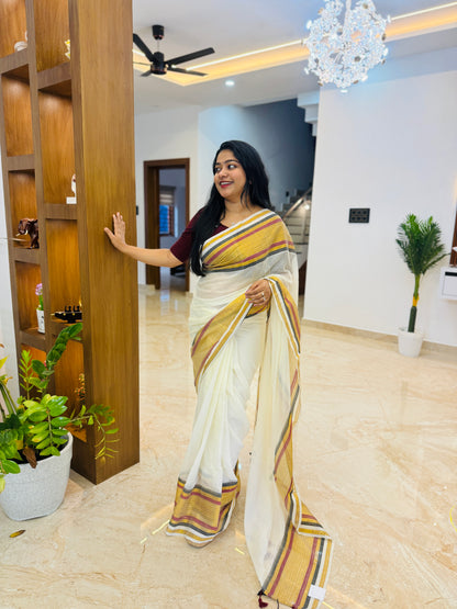 Onam Elegance in Mulcotton Saree A1945