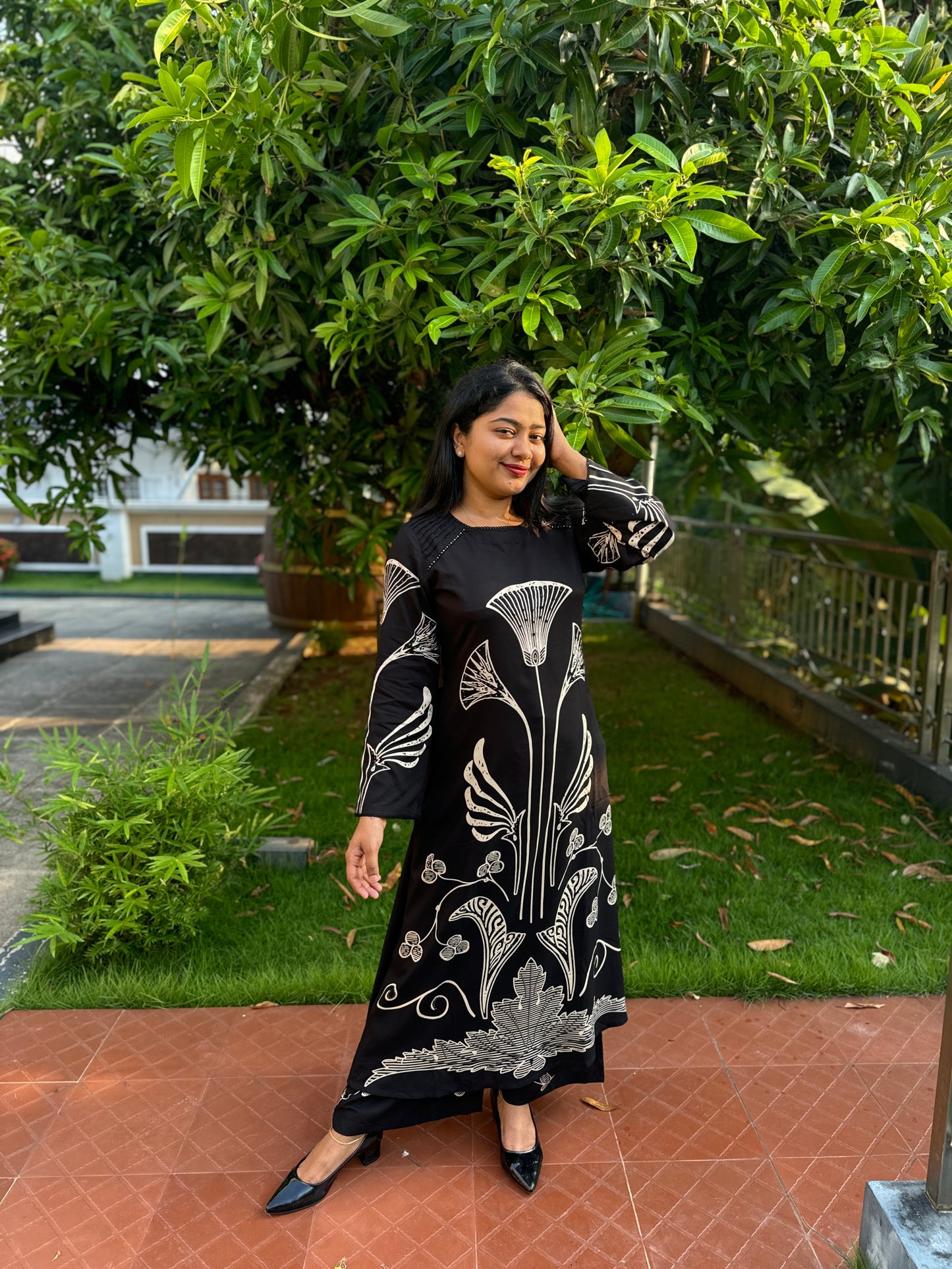 Black  Cotton 2 piece Co-ord Set-A1321