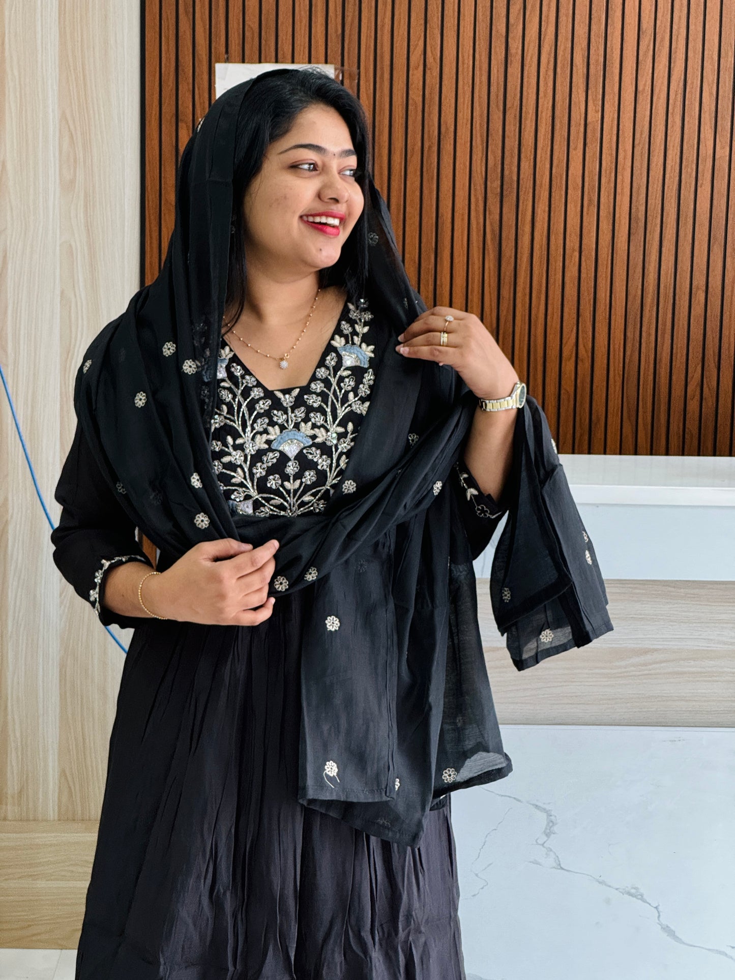Premium Black Mul Chanderi Set – Perfect for Eid & Functions A1715