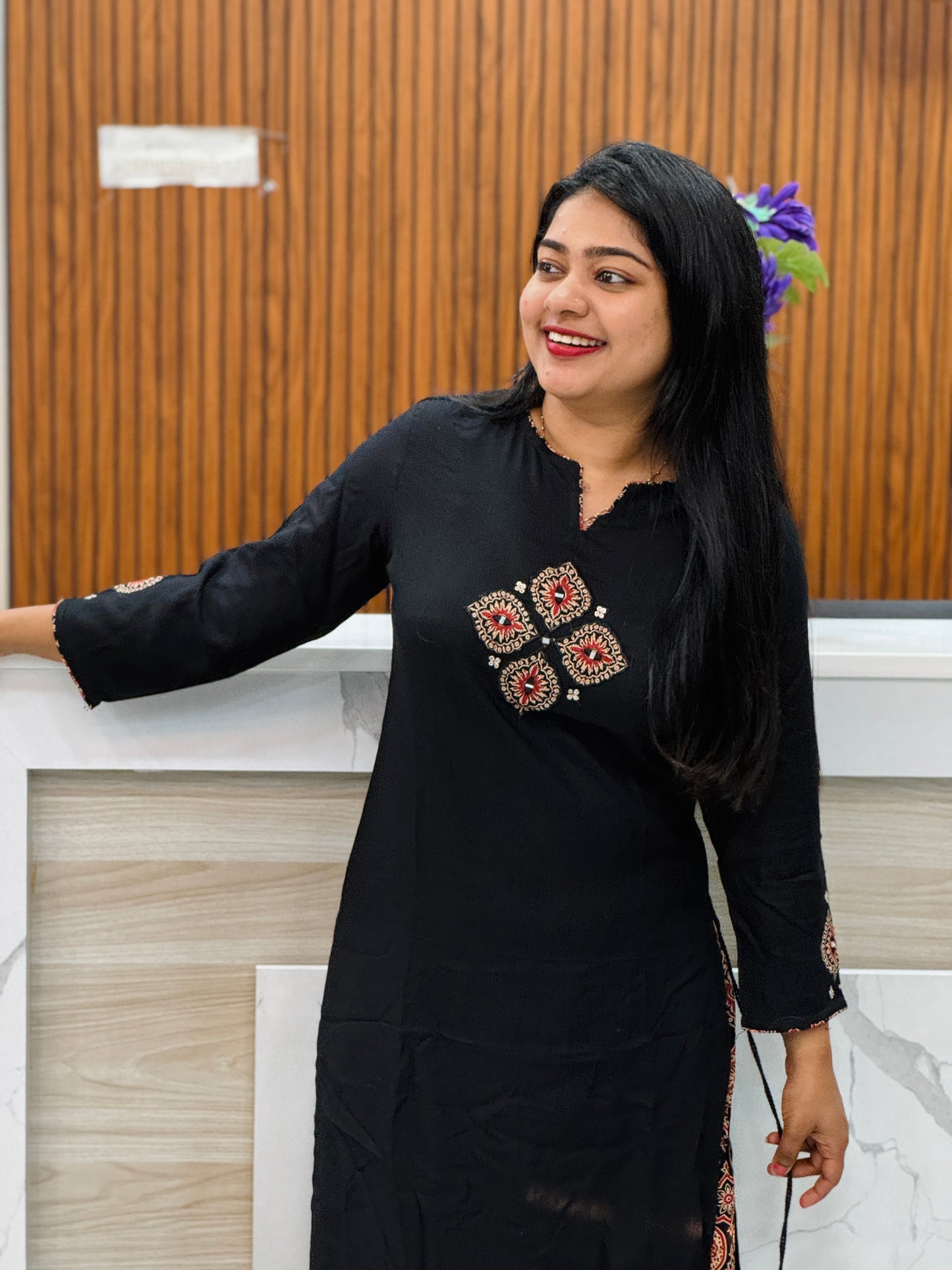 Trending Green & Black Top with Palazo A1739