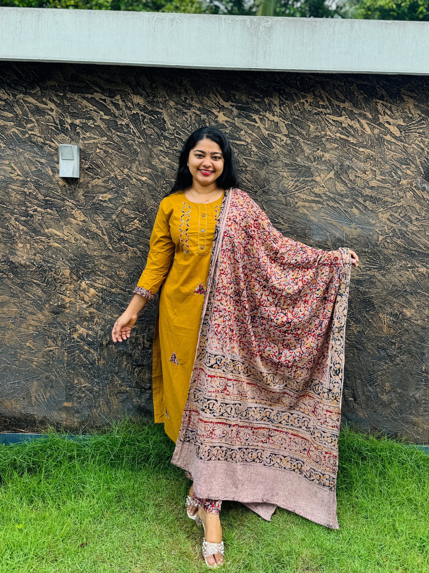 Kalankari Cotton Set 💙💛- A1412