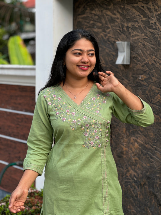 Angrakh style Flex Cotton 2 piece Co-ord Set with Thread work-A1337
