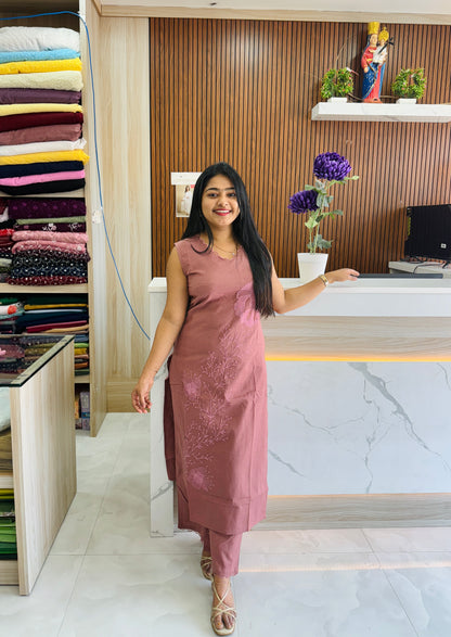 Elegant Onion pink Cordset with Pink  Embroidery A1701