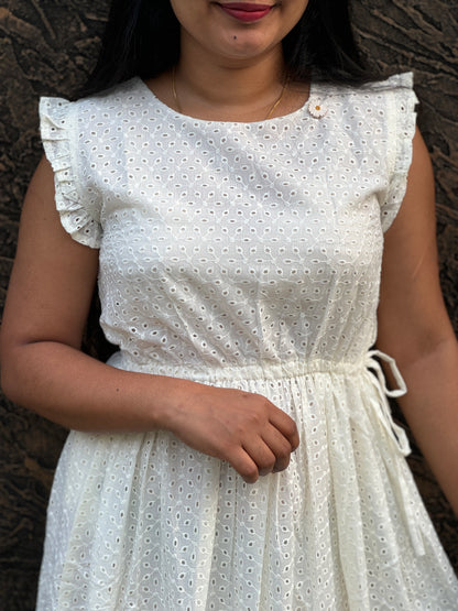 Premium Offwhite Cotton Hakoba Frock -A1331
