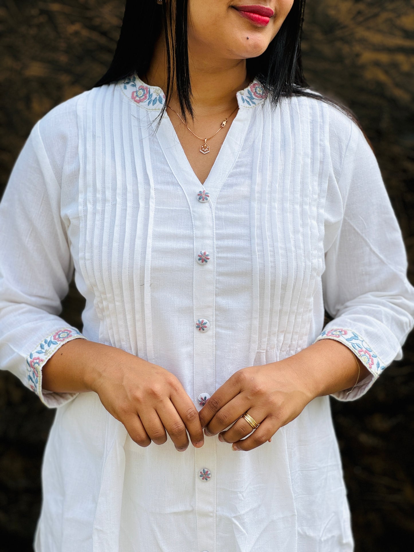 Elegant White Cotton Cord Set (M–3XL) – Simple & Classy Daily Wear - A1438