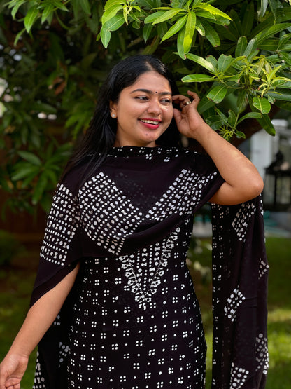 Viscose Georgette Batik Print Unstitched Churidar Material- A1372