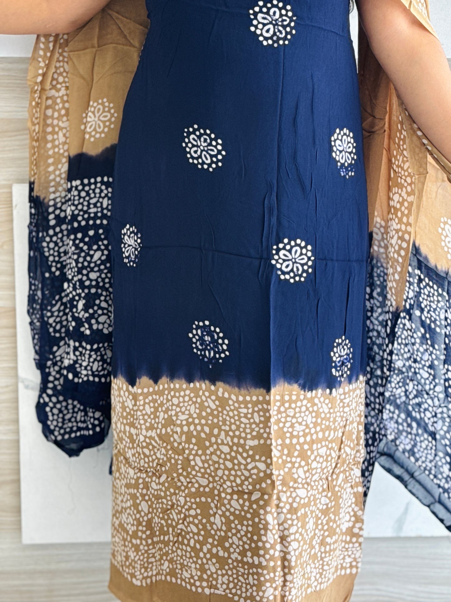Georgette Batik Print Double Shade Unstitched Churidar Material A1962