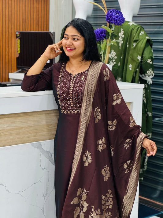 Premium Silk Top with Intricate Handwork & Banarasi Dupatta- A1360