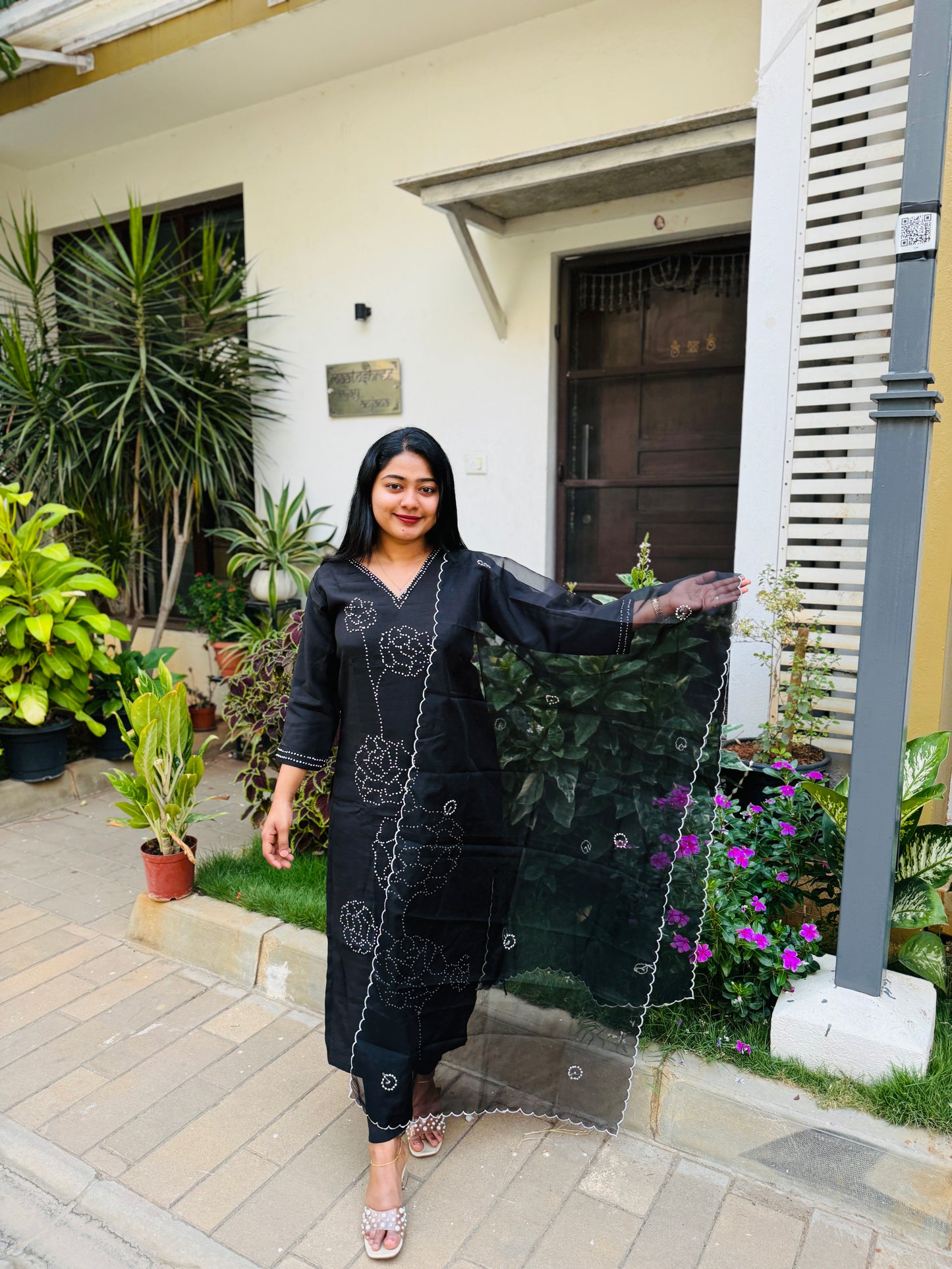 Black Soft Silk 3 Piece Salwar Suit - A1310