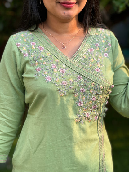 Angrakh style Flex Cotton 2 piece Co-ord Set with Thread work A - 1508