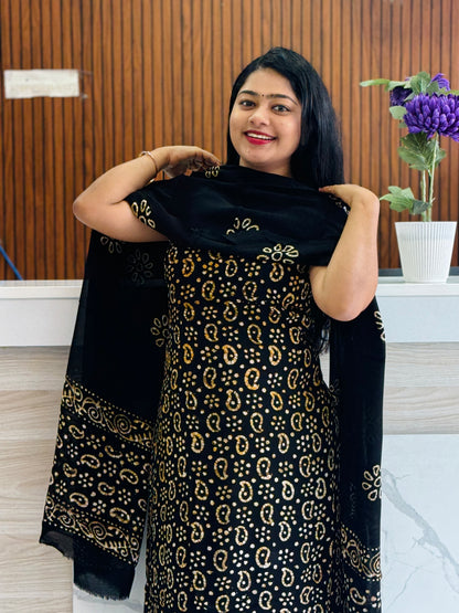 Georgette Batik Print Unstitched Churidar Material : A1947