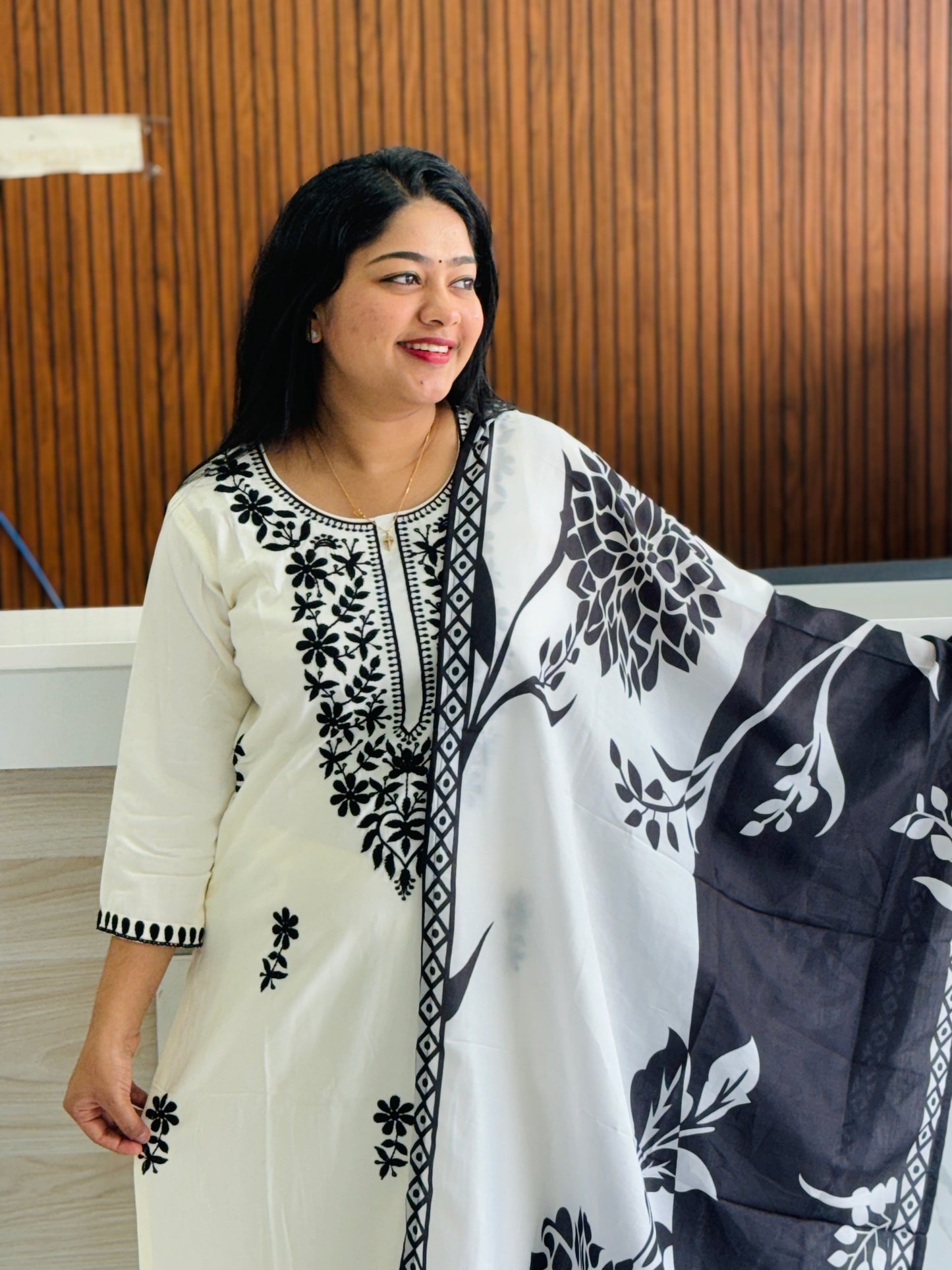 White & Black Combo Chikankari 3ps set A1941