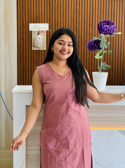 Elegant Onion pink Cordset with Pink  Embroidery A1701