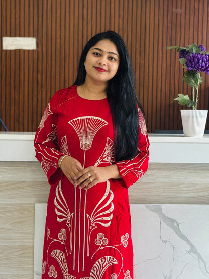 Elegant Red Cotton Cord Set A1968