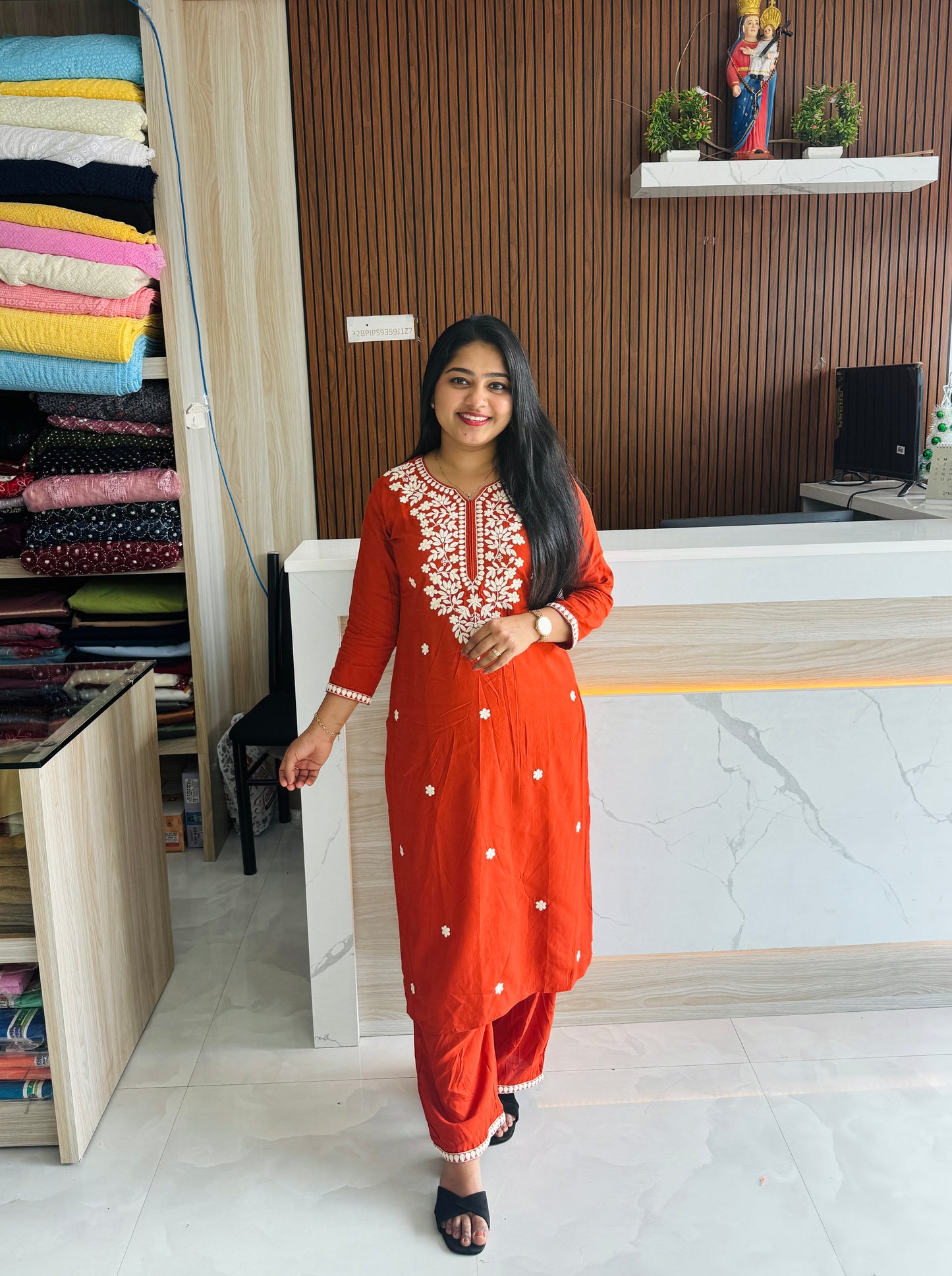 Bright Orange Chikankari Cordset 🧡