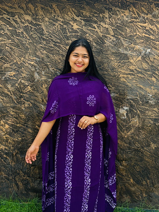 Batik Print | Georgette Fabric | Premium Unstitched Churidar Material : A 1472