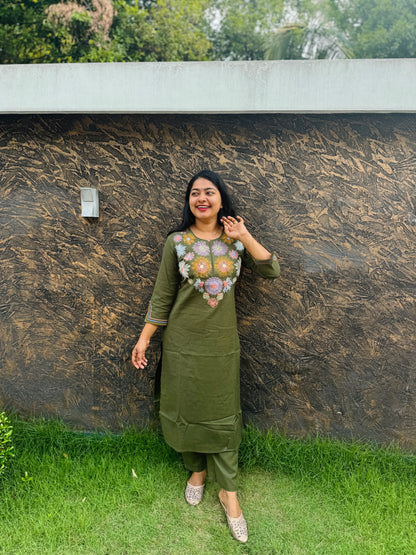 Lavender & Green Co-ord Set Effortless Elegance for Daily Wear-A1379