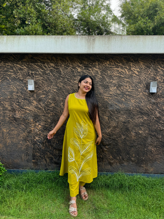 Elegant Khadi Cotton Cord Sets with Embroidery M to 3XL